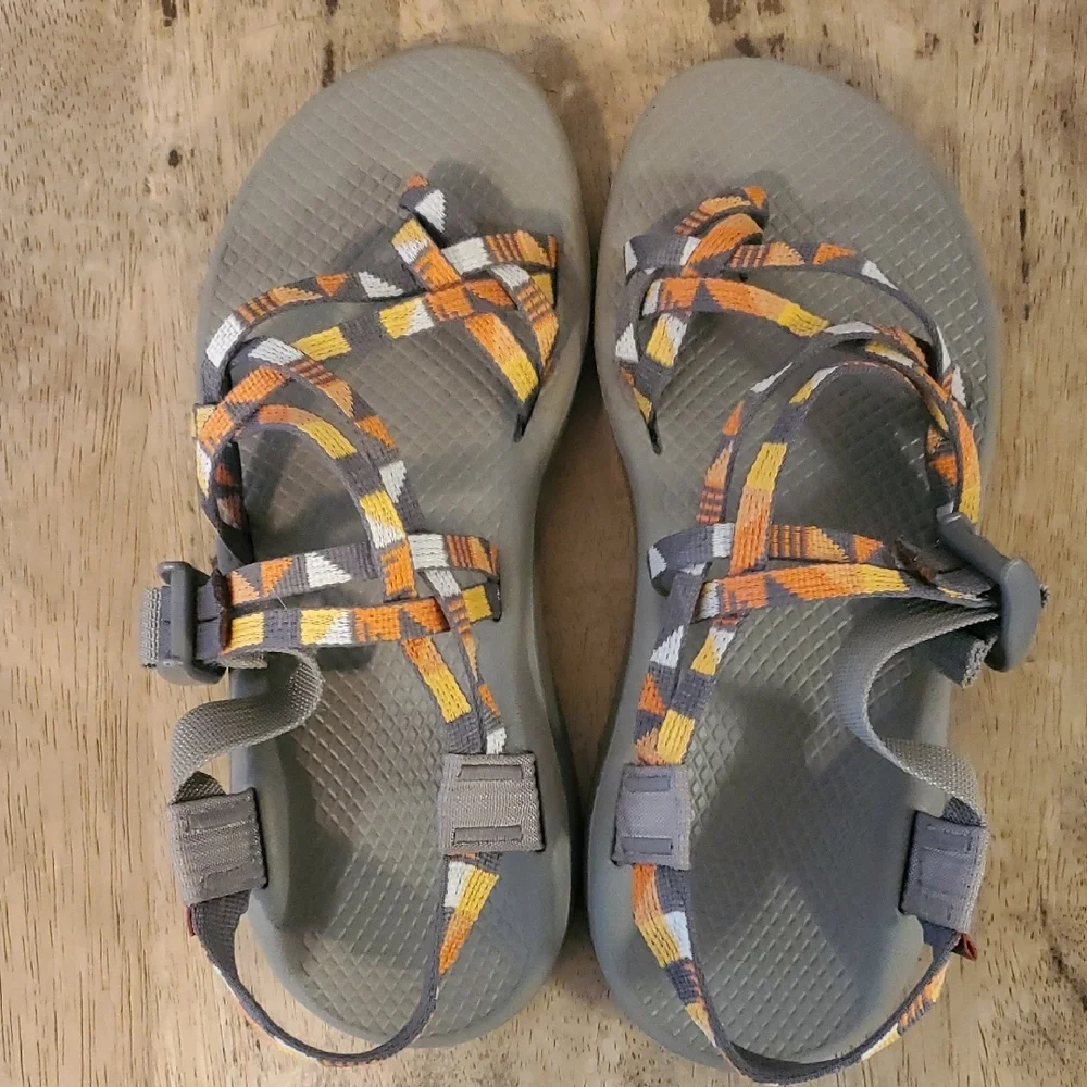 Chaco Z/Cloud X2 Womens Classic Sandals Size 8 Orange Grey White Comfort Hike - Picture 1 of 12